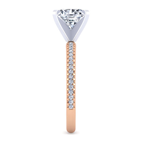 14K White-Rose Gold Round Diamond Engagement Ring