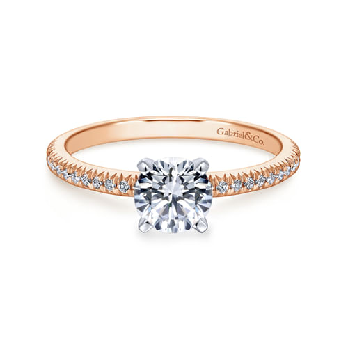 14K White-Rose Gold Round Diamond Engagement Ring
