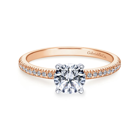 Gabriel - 14K White-Rose Gold Round Diamond Engagement Ring