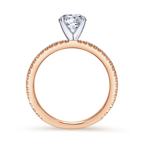 14K White-Rose Gold Round Diamond Engagement Ring