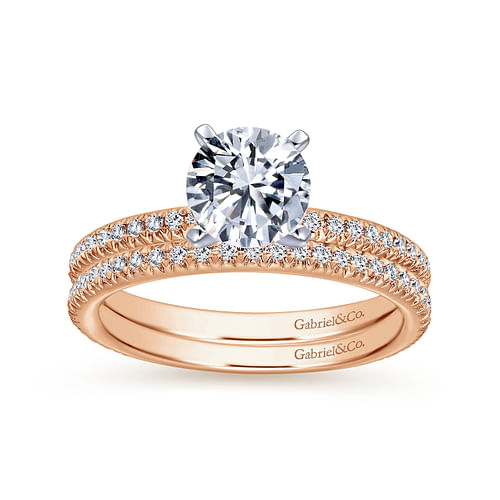 14K White-Rose Gold Round Diamond Engagement Ring