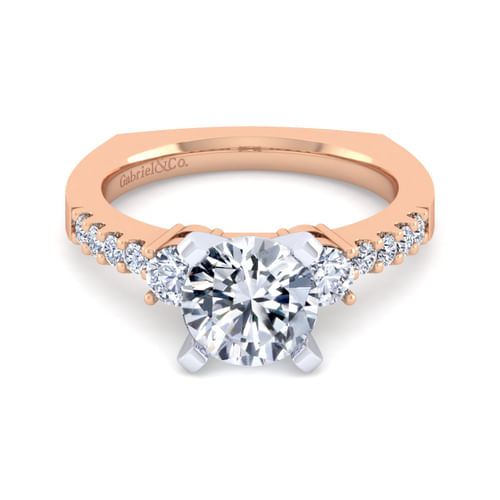 14K White-Rose Gold Round Diamond Engagement Ring