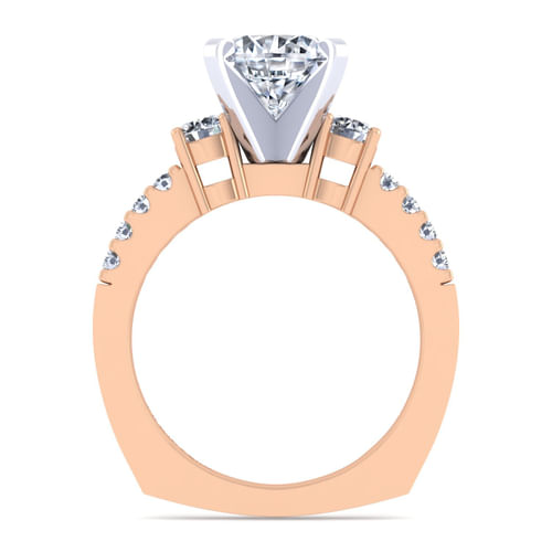 14K White-Rose Gold Round Diamond Engagement Ring