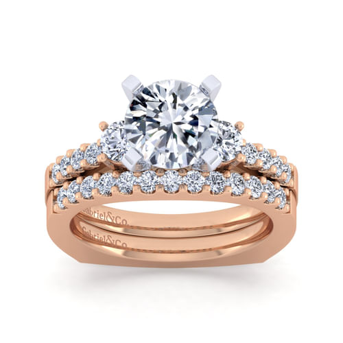 14K White-Rose Gold Round Diamond Engagement Ring