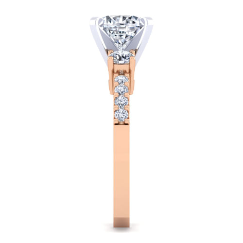 14K White-Rose Gold Round Diamond Engagement Ring
