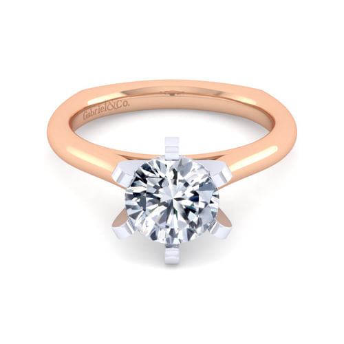 14K White-Rose Gold Round Diamond Engagement Ring