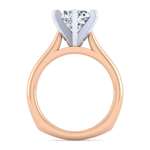 14K White-Rose Gold Round Diamond Engagement Ring