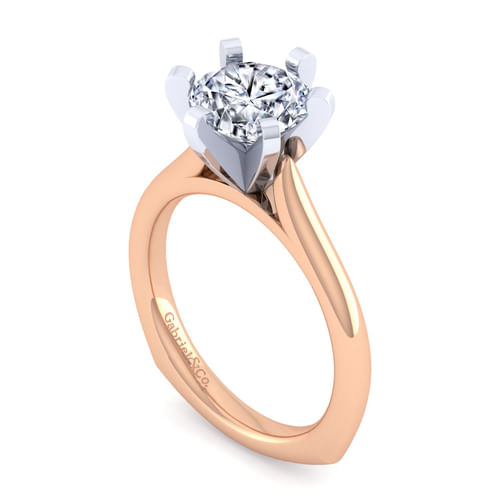 14K White-Rose Gold Round Diamond Engagement Ring