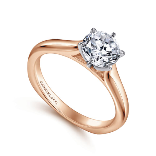 14K White-Rose Gold Round Diamond Engagement Ring