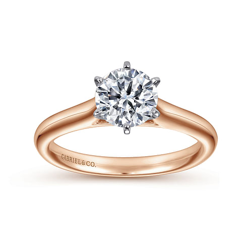 14K White-Rose Gold Round Diamond Engagement Ring