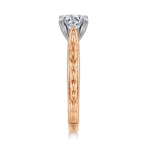 14K White-Rose Gold Round Diamond Engagement Ring