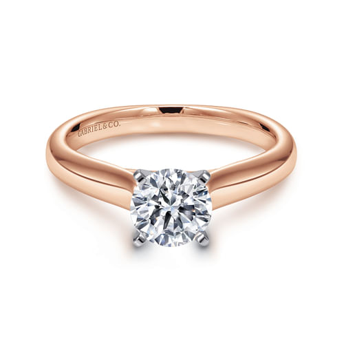 14K White-Rose Gold Round Diamond Engagement Ring