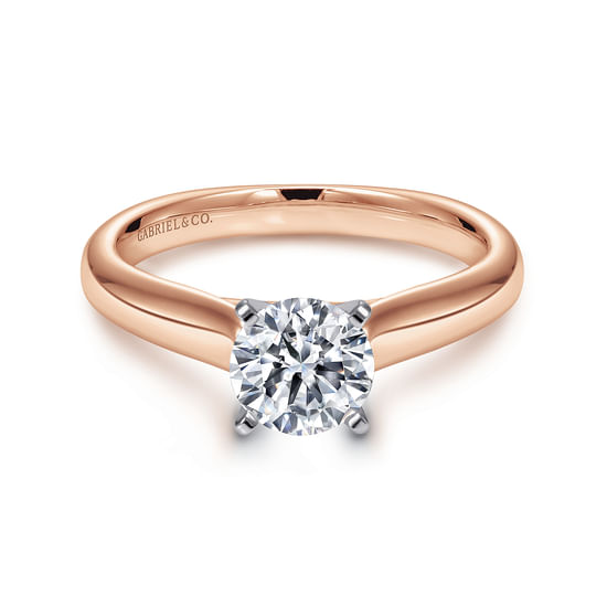 Gabriel - 14K White-Rose Gold Round Diamond Engagement Ring