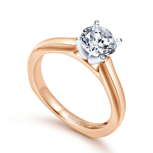 14K White-Rose Gold Round Diamond Engagement Ring