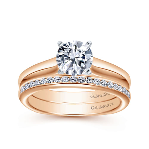 14K White-Rose Gold Round Diamond Engagement Ring