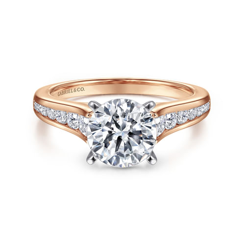 14K White-Rose Gold Round Diamond Engagement Ring
