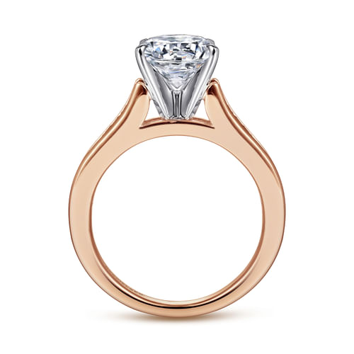 14K White-Rose Gold Round Diamond Engagement Ring