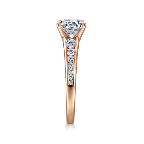 14K White-Rose Gold Round Diamond Engagement Ring