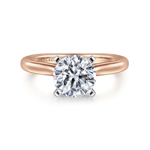 14K White-Rose Gold Round Diamond Engagement Ring