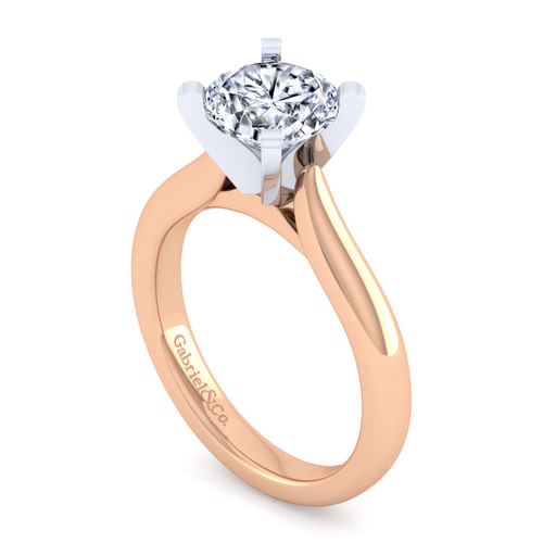 14K White-Rose Gold Round Diamond Engagement Ring