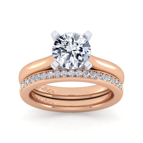 14K White-Rose Gold Round Diamond Engagement Ring