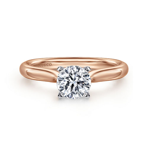 14K White-Rose Gold Round Diamond Engagement Ring