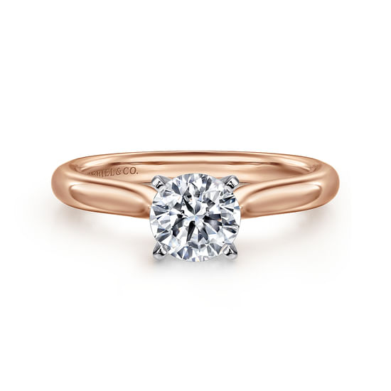 Gabriel - 14K White-Rose Gold Round Diamond Engagement Ring
