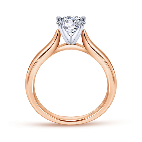 14K White-Rose Gold Round Diamond Engagement Ring