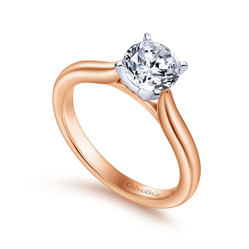 14K White-Rose Gold Round Diamond Engagement Ring