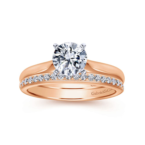 14K White-Rose Gold Round Diamond Engagement Ring