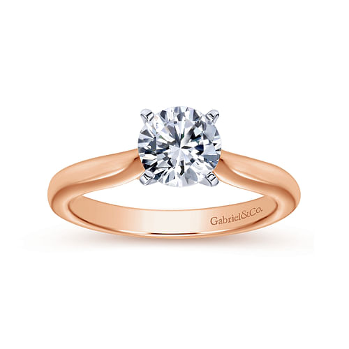 14K White-Rose Gold Round Diamond Engagement Ring