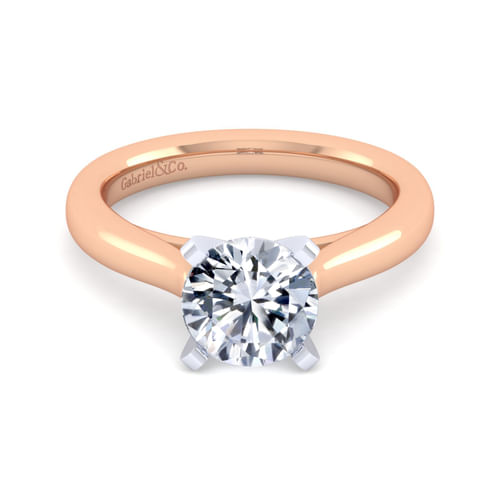 14K White-Rose Gold Round Diamond Engagement Ring