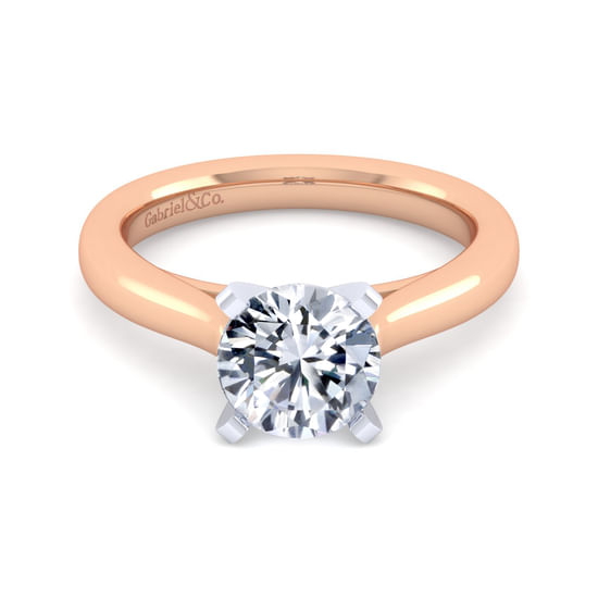 Gabriel - 14K White-Rose Gold Round Diamond Engagement Ring