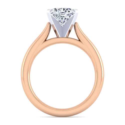 14K White-Rose Gold Round Diamond Engagement Ring