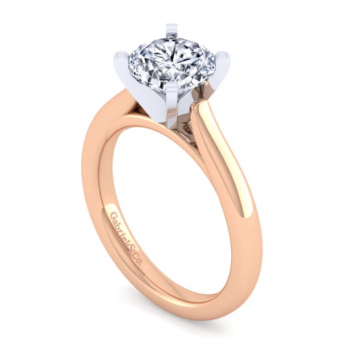 14K White-Rose Gold Round Diamond Engagement Ring