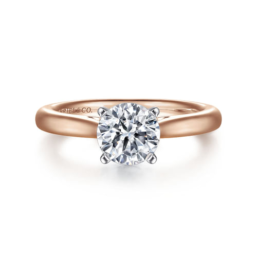 14K White-Rose Gold Round Diamond Engagement Ring