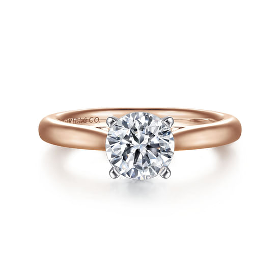 Gabriel - 14K White-Rose Gold Round Diamond Engagement Ring