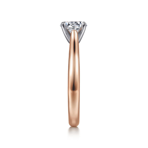 14K White-Rose Gold Round Diamond Engagement Ring