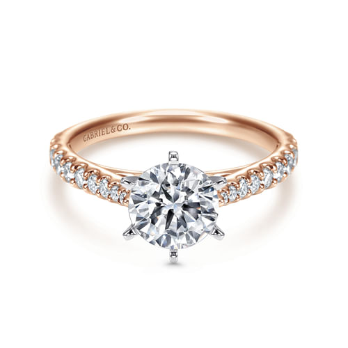 14K White-Rose Gold Round Diamond Engagement Ring