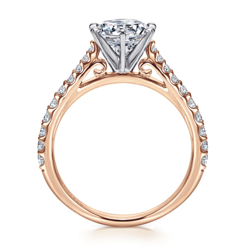 14K White-Rose Gold Round Diamond Engagement Ring