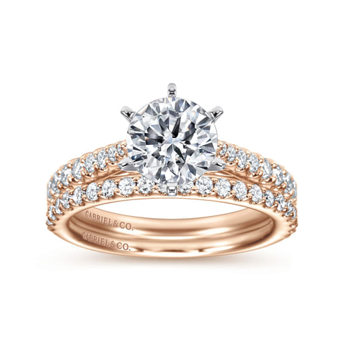 14K White-Rose Gold Round Diamond Engagement Ring