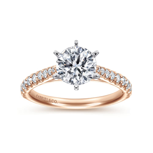 14K White-Rose Gold Round Diamond Engagement Ring
