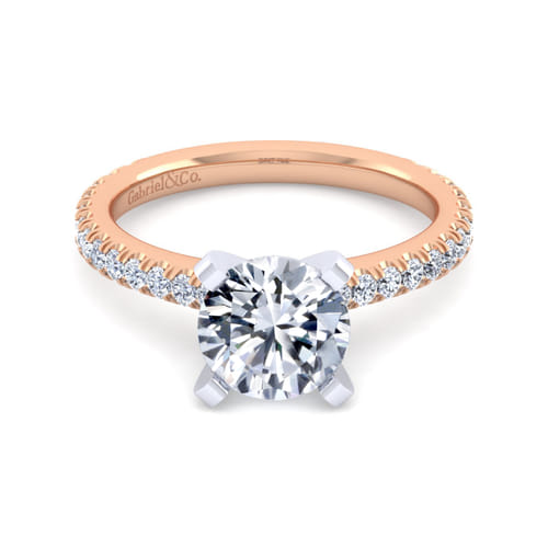 14K White-Rose Gold Round Diamond Engagement Ring