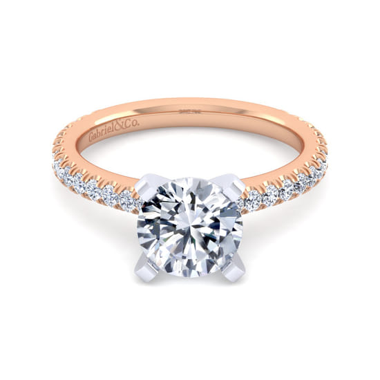 Gabriel - 14K White-Rose Gold Round Diamond Engagement Ring