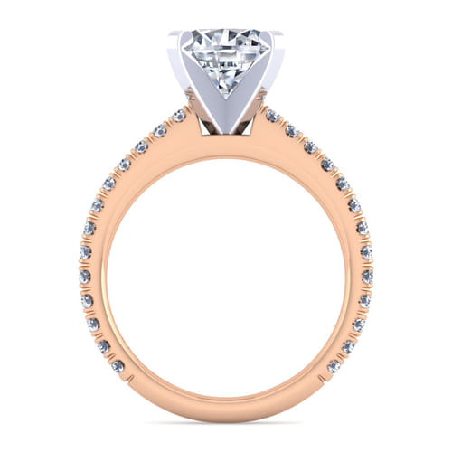14K White-Rose Gold Round Diamond Engagement Ring