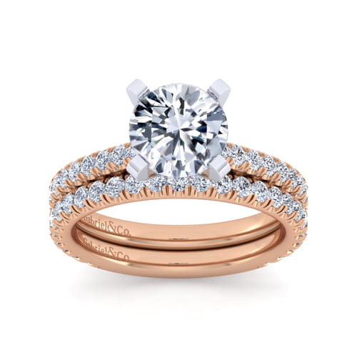14K White-Rose Gold Round Diamond Engagement Ring