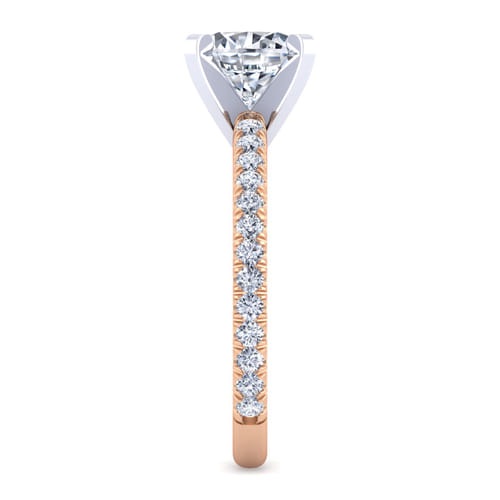 14K White-Rose Gold Round Diamond Engagement Ring