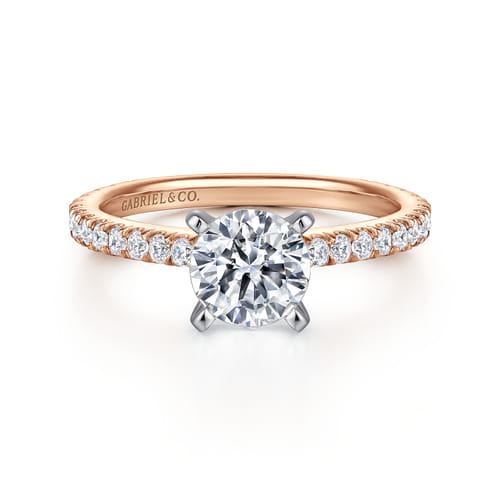14K White-Rose Gold Round Diamond Engagement Ring