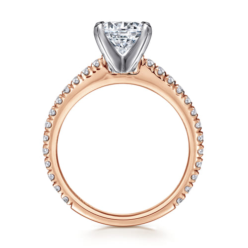 14K White-Rose Gold Round Diamond Engagement Ring