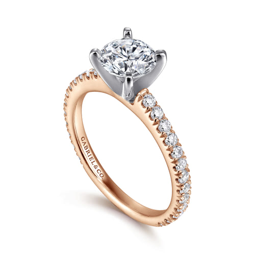 14K White-Rose Gold Round Diamond Engagement Ring
